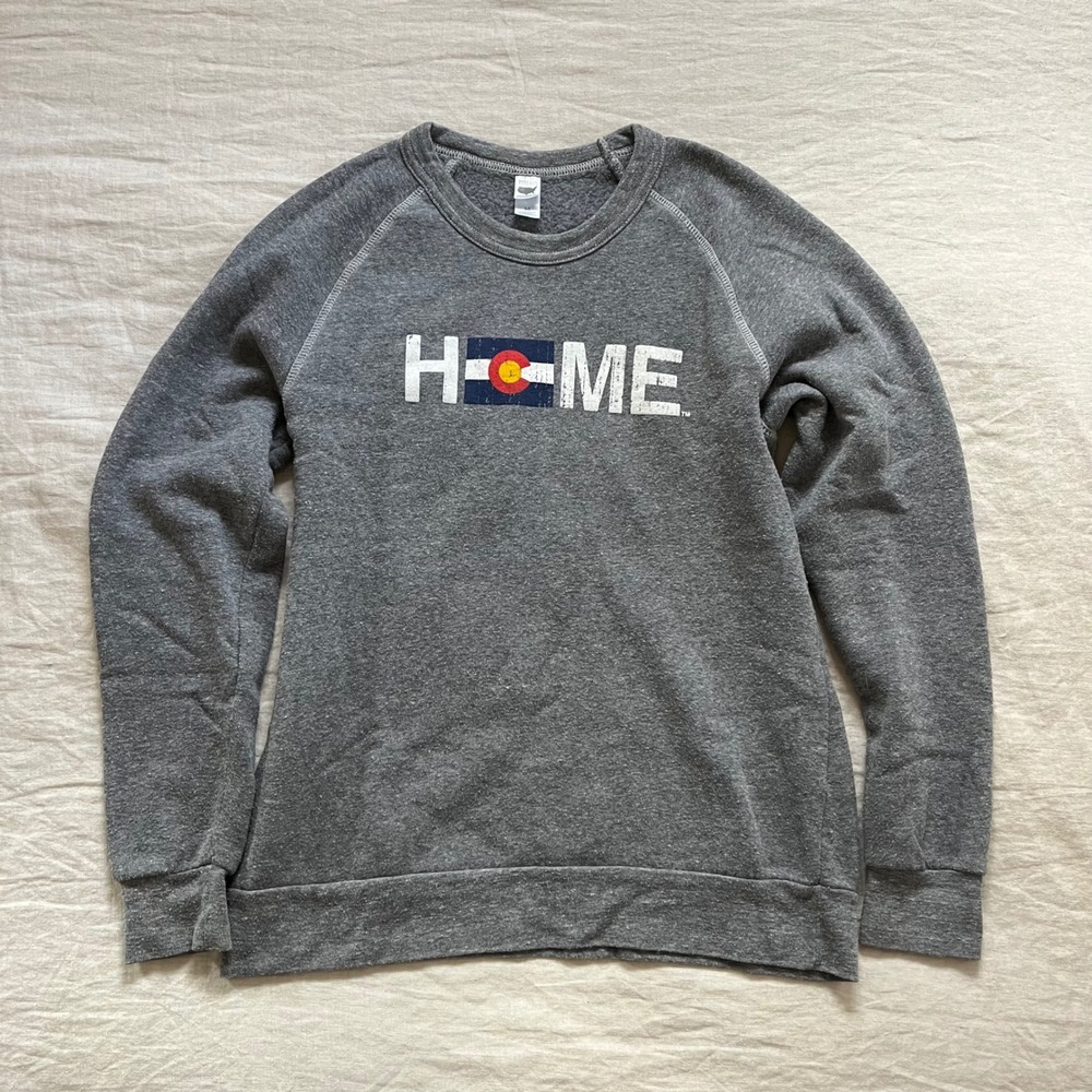 My State Threads Colorado Home Flag Sweatshirt Womens SMALL Gray MSRP$55